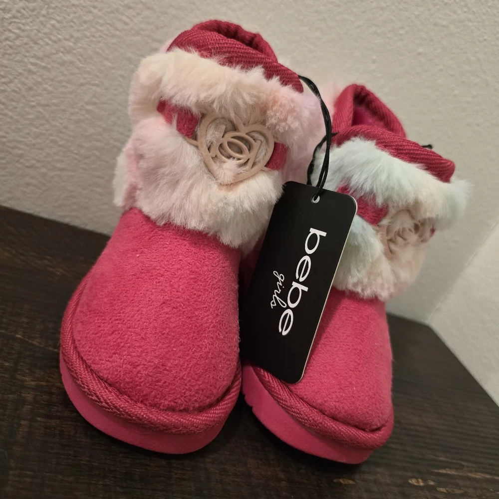 Bebe Faux Fur Tie Dye Girls Boots Winter Shoes Pink Blue NWT Size Toddler 6